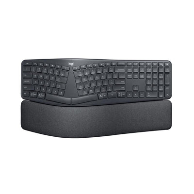 Logitech ERGO K860 Wireless Ergonomic Keyboard with Split Keyboard Layout, Wrist Rest Support, Natural Typing, Dark Grey, Stain-Resistant Fabric, Windows/Mac, Bluetooth, USB Receiver Included