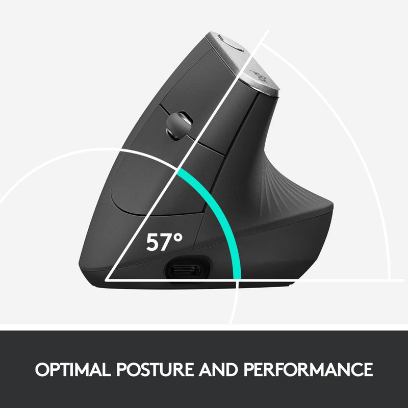 Logitech MX Vertical Ergonomic Mouse for Stress Injury Care(Graphite)