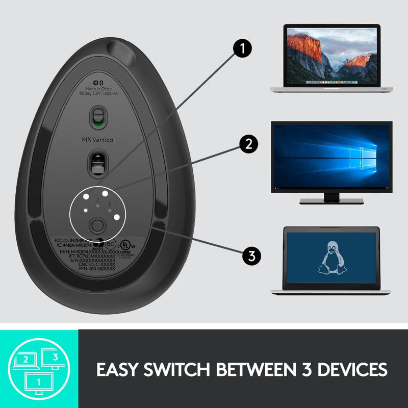 Logitech MX Vertical Ergonomic Mouse for Stress Injury Care