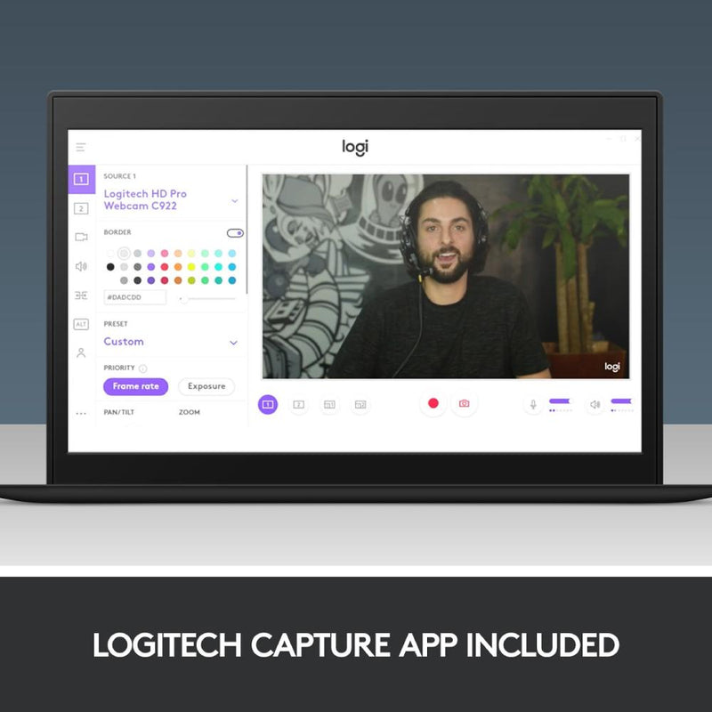 Logitech C922 Full HD Pro Stream Webcam with Background Replacement Feature and Tripod for Video (Work From Home, Home Based Learning, Video Call)