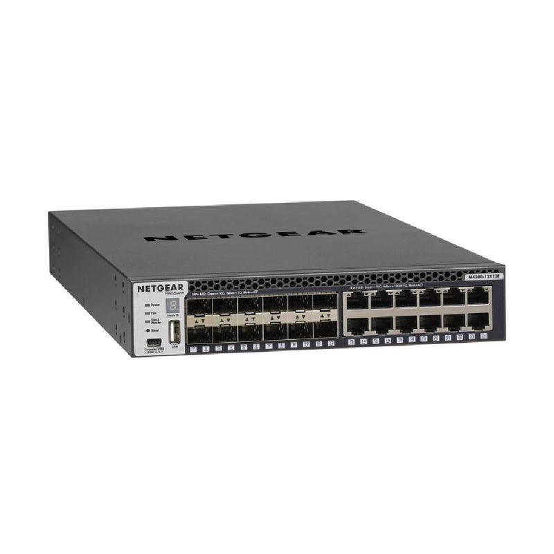 NETGEAR 24-Port Fully Managed Switch M4300-12X12F, 24x10G, 12x10GBASE-T, 12xSFP+, Half-Width Stackable, ProSAFE Lifetime Protection (XSM4324S)