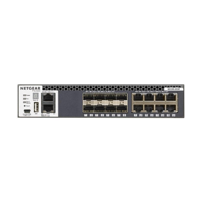 NETGEAR 16-Port Fully Managed Switch M4300-8X8F, 16x10G, 8x10GBASE-T, 8xSFP+, Half-Width Stackable, ProSAFE Lifetime Protection (XSM4316S)