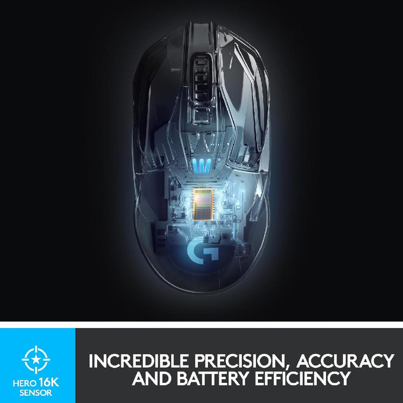 Logitech G903 LIGHTSPEED Wireless Gaming Mouse w/ HERO 25K Sensor, 140+ Hour with Rechargeable Battery and LIGHTSYNC RGB. POWERPLAY Compatible, Ambidextrous, 107g+10g Optional, 25,600 DPI