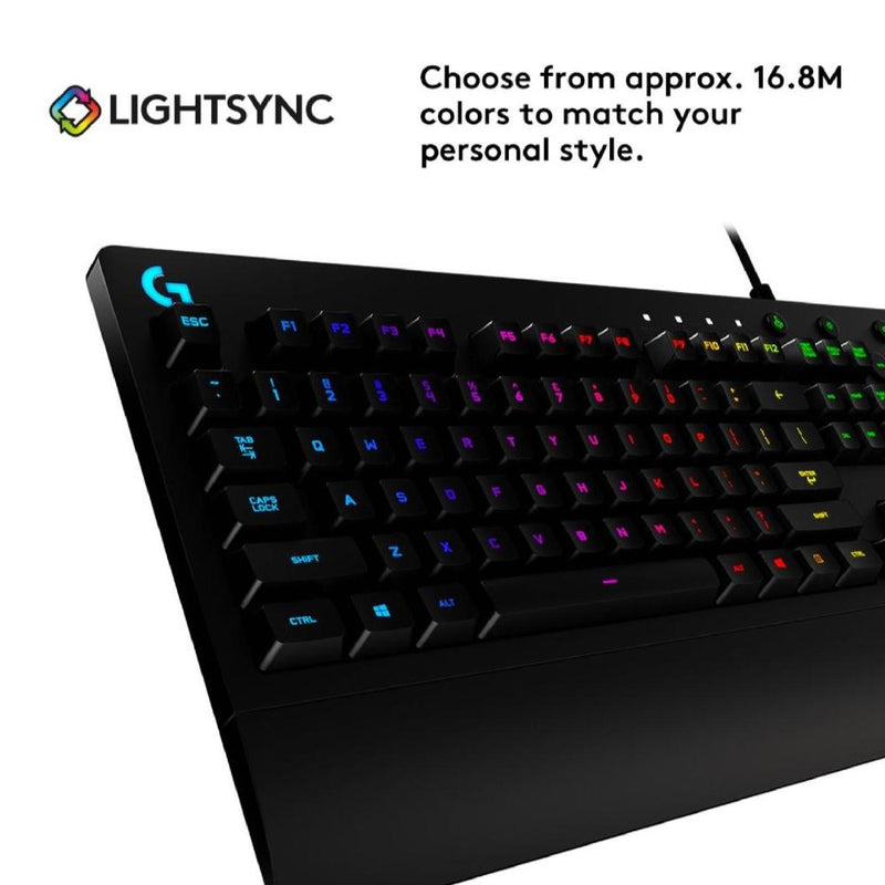 Logitech G213 Prodigy Gaming Keyboard, LIGHTSYNC RGB Backlit Keys, Spill-Resistant, Customizable Keys, Dedicated Multi-Media Keys – Black