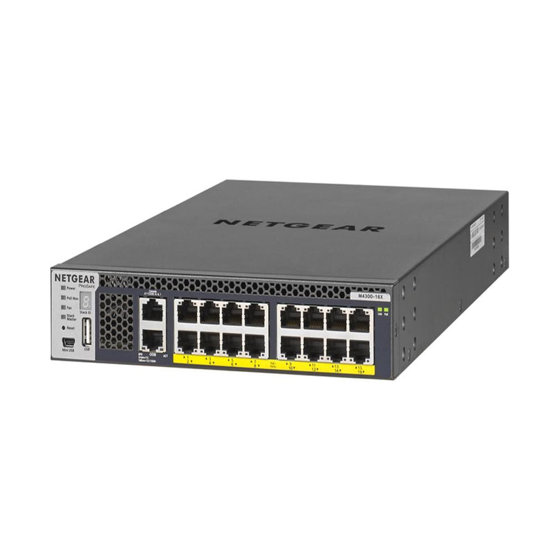 NETGEAR 16-Port Fully Managed Switch M4300-16X — Half-Width Stackable Managed Switch with 16X 10G / 199W PoE+ Budget ProSAFE Lifetime Protection (XSM4316PA) 