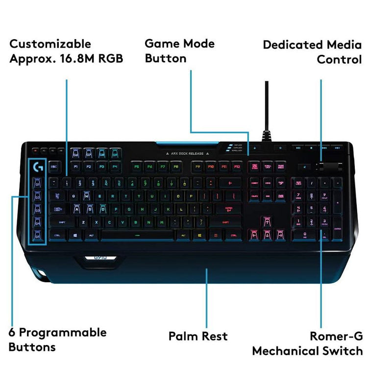 Logitech G910 Orion Spectrum RGB Wired Mechanical Gaming Keyboard , Black