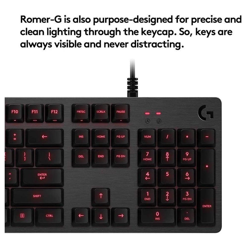 Logitech G413 Backlit Mechanical Gaming Keyboard with USB Passthrough – Carbon