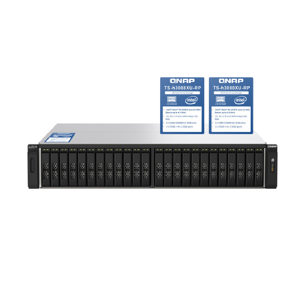 QNAP TS-h3088XU-RP 30 Bay 2U rackmount NAS with built-in dual-port