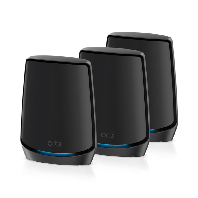NETGEAR Orbi RBK863SB 6Gbps Triband 3Pc WiFi6 Mesh System (10Gb Port/1-Yr Armor)