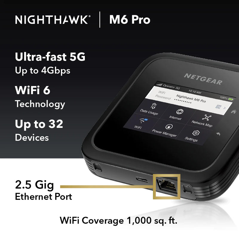 NETGEAR Nighthawk MR6450 M6 Pro WiFi 6 Mobile Hotspot Router (5G SA/NSA)