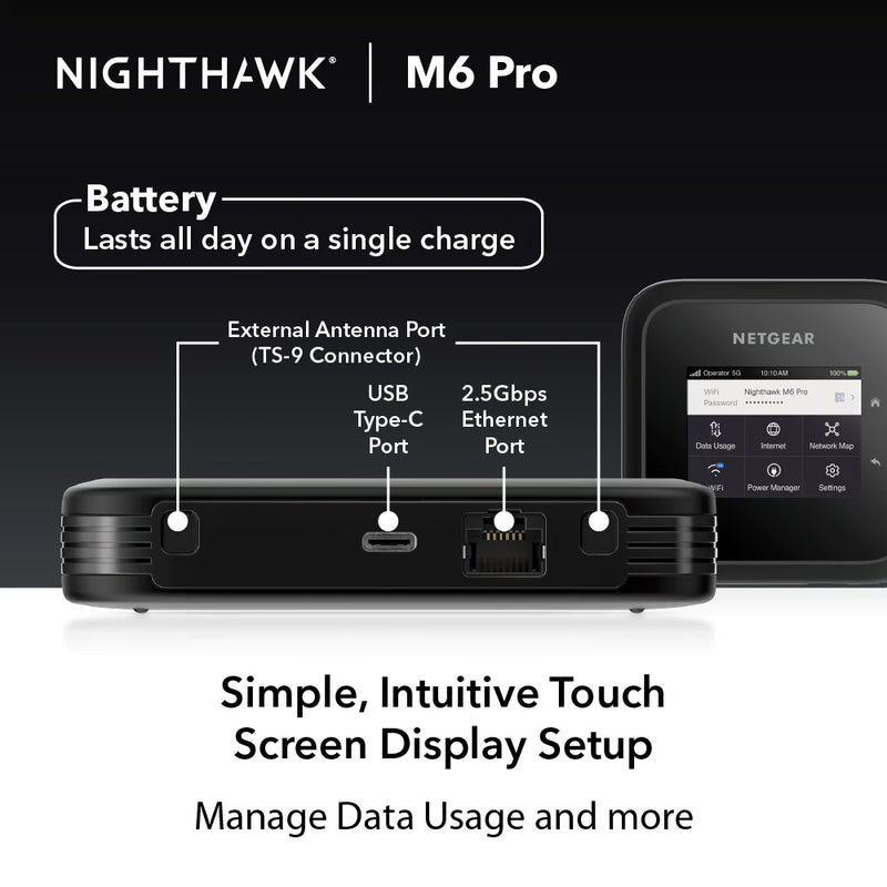 NETGEAR Nighthawk MR6450 M6 Pro WiFi 6 Mobile Hotspot Router (5G SA/NSA)