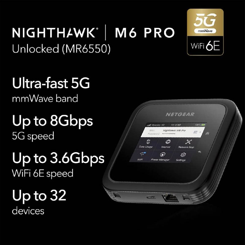 Nighthawk MR6550 M6 Pro 5G mmWave WiFi 6E Mobile Hotspot Router