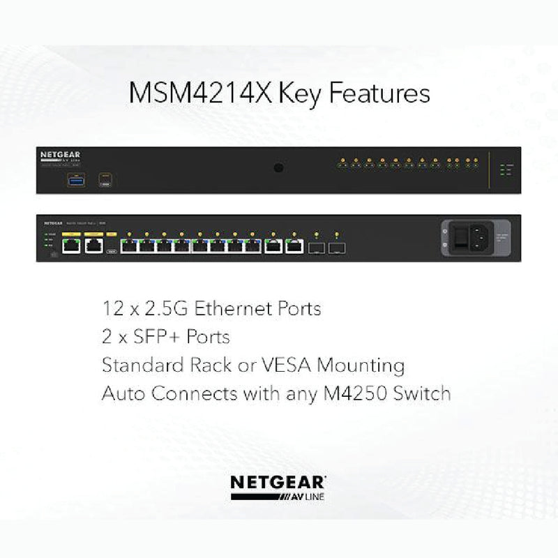 NETGEAR AV Line M4250-12M2XF (MSM4214X) 12x2.5G and 2xSFP+ Managed Switch