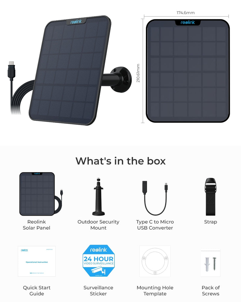 REOLINK Solar Panel 2 (Black): Reliable Power for Your Security