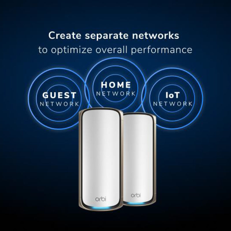 Netgear BE27000 Mesh WiFi System (RBE972S) Orbi Series Quad-Band WiFi 7 Mesh System 2 Pack | White Edition