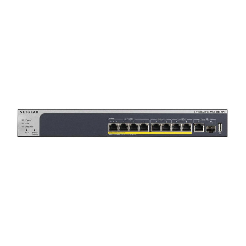 NETGEAR MS510TXPP 10-Port PoE 10G Multi-Gigabit Smart Switch - Managed, with 8 x PoE+ @ 180W, 1 x 10G, 1 x 10G SFP+, Desktop or Rackmount, and Limited Lifetime Protection