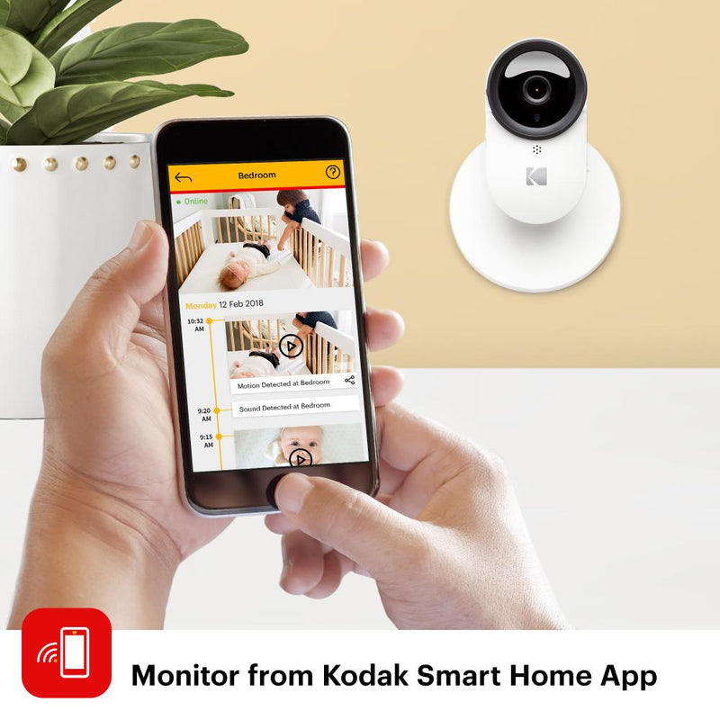 KODAK CHERISH C120 Smart Baby Camera, Hi-res Add-on Baby Camera with Remote Zoom, Mobile App, Two-Way Audio, Infrared Night-Vision and Long range