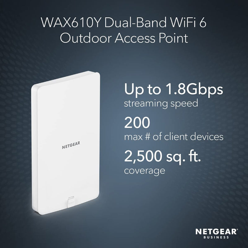 NETGEAR WAX610Y Cloud Managed Wireless Outdoor Access Point - WiFi 6 Dual-Band AX1800