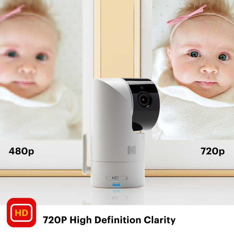 KODAK CHERISH C125 Smart Video Baby Camera, Hi-res Add-on Baby Camera with Remote Pan/Tilt/Zoom, Mobile App, Two-Way Audio, Infrared Night-Vision and Long range