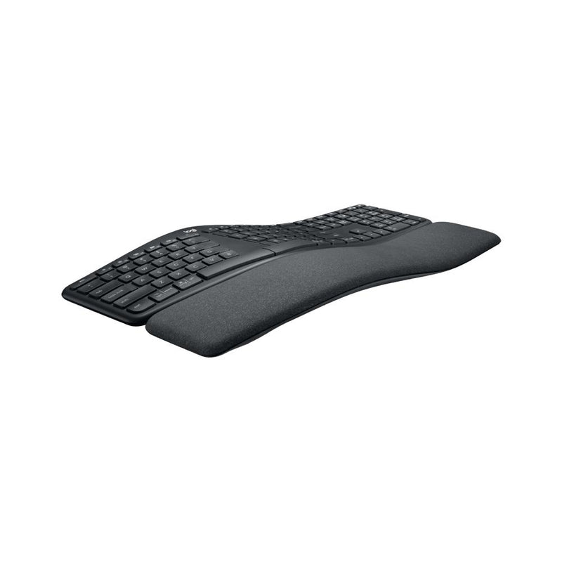 Logitech ERGO K860 Wireless Ergonomic Keyboard with Split Keyboard Layout, Wrist Rest Support, Natural Typing, Dark Grey, Stain-Resistant Fabric, Windows/Mac, Bluetooth, USB Receiver Included