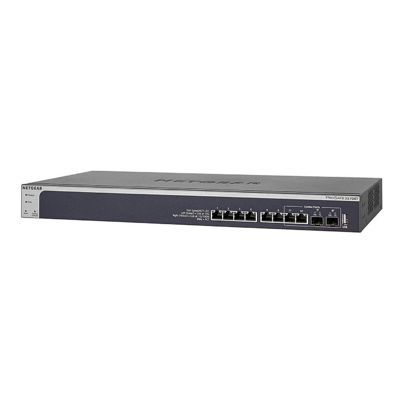 NETGEAR XS708T 8-Port 10G Ethernet Smart Switch - Managed, with 2 x 10 Gigabit SFP+, Desktop or Rackmount, and Limited Lifetime Protection