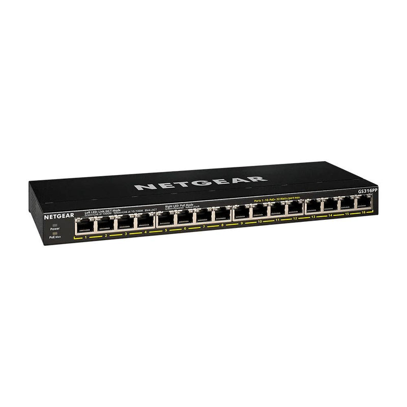 NETGEAR GS316PP 16-Port Gigabit Ethernet Unmanaged PoE+ Switch with High-Power FlexPoE 