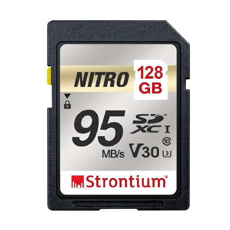 Strontium Nitro 128GB SD SDXC 95MB/s UHS-I U3 V30 Class 10 Flash Memory Card for Camera