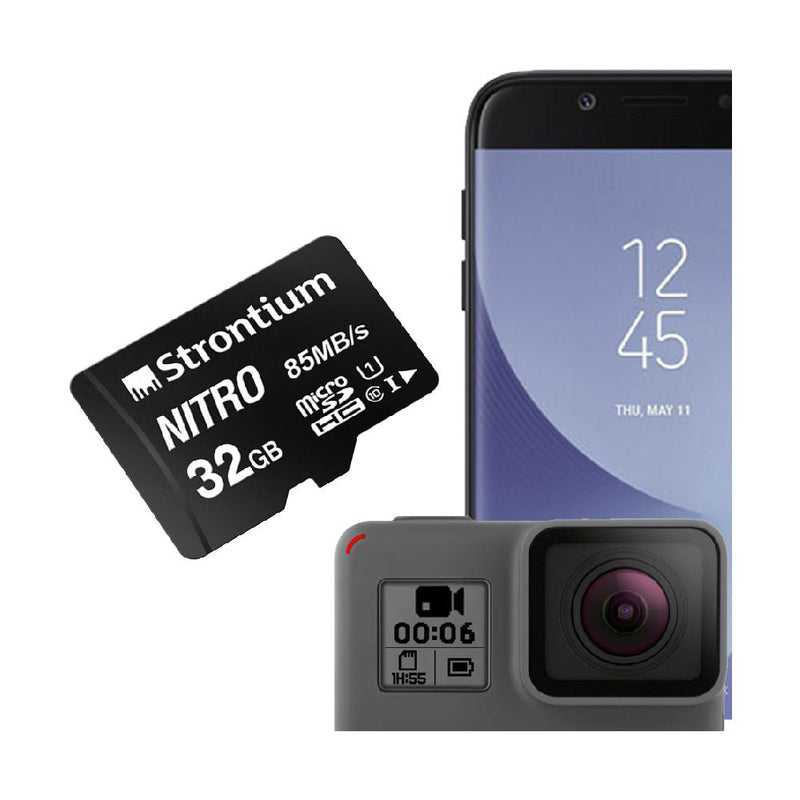 Strontium Nitro (SRN32GTFU1QR) 32GB Micro SDHC Memory Card 85MB/s UHS-I U1 Class 10 High Speed for Smartphones/Tablets/Drones/Action Cams