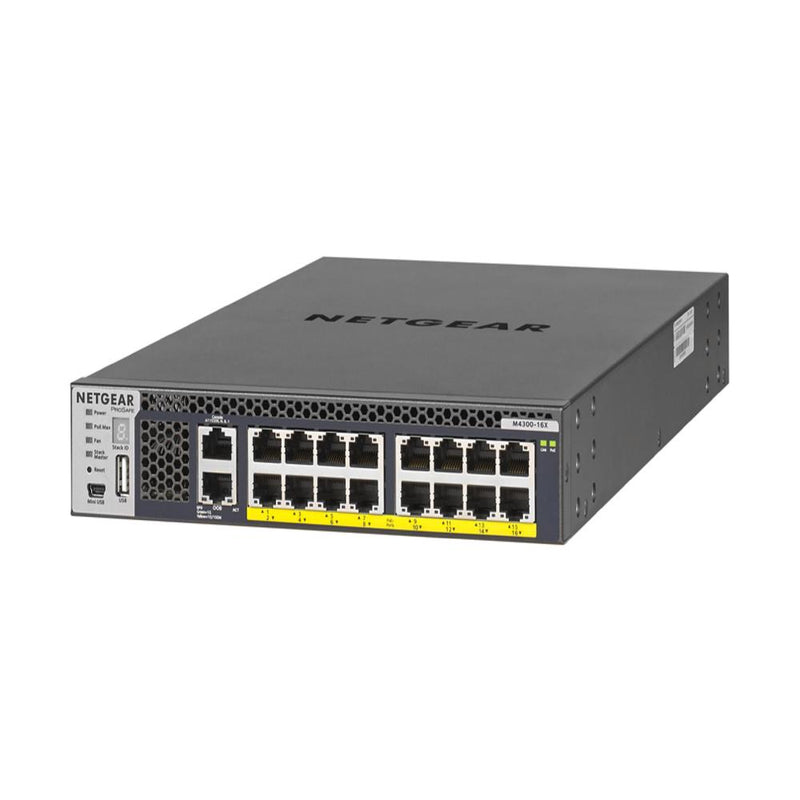 NETGEAR 16-Port Fully Managed Switch M4300-16X — Half-Width Stackable Managed Switch with 16X 10G / 500W PoE+ Budget ProSAFE Lifetime Protection (XSM4316PB) 