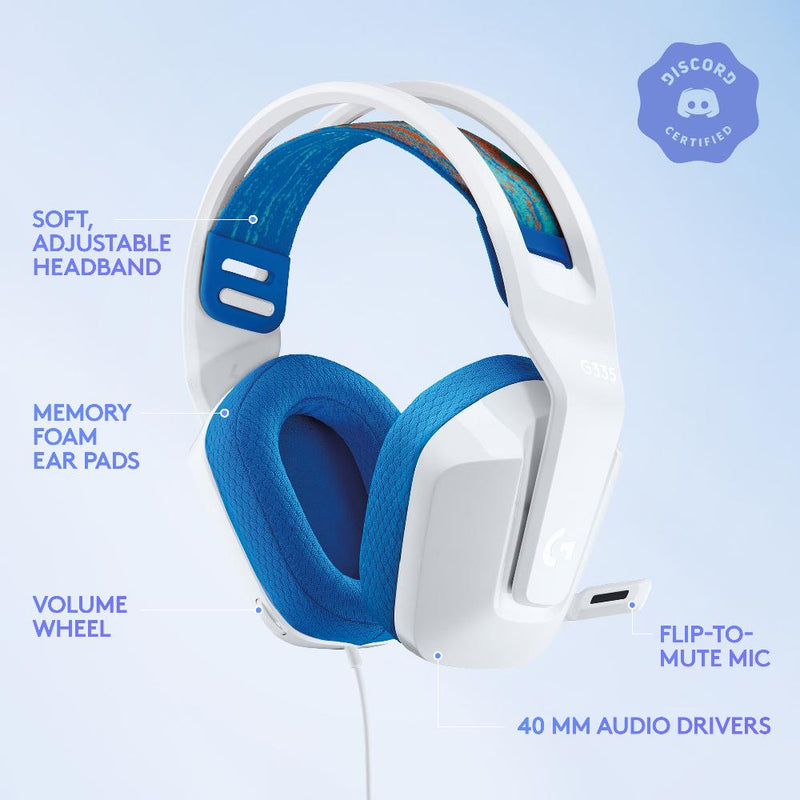 LOGITECH G335 WIRED GAMING HEADSET- WHITE