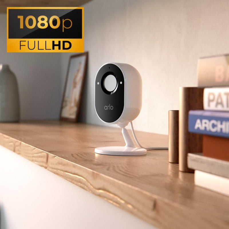  Arlo Essential Indoor Security Camera | 1080p Full HD Video | Automated Privacy Shield | 130° Viewing Angle | 2-Way Audio | Direct to Wi-Fi, No Hub Needed | Works with Alexa and Google Assistant | White | VMC2040 (White)