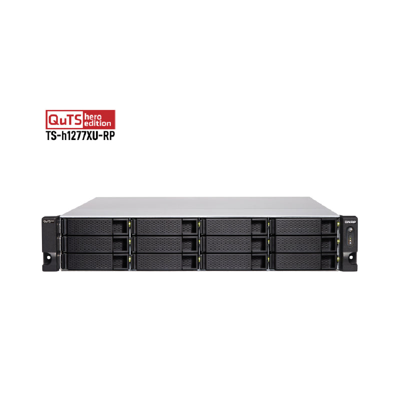 QNAP TS-h1277XU-RP-3700X 12 Bay 2U rackmount NAS with AMD Ryzen™ 7 3700X 8-core/16-thread processor , Powered by QuTS hero