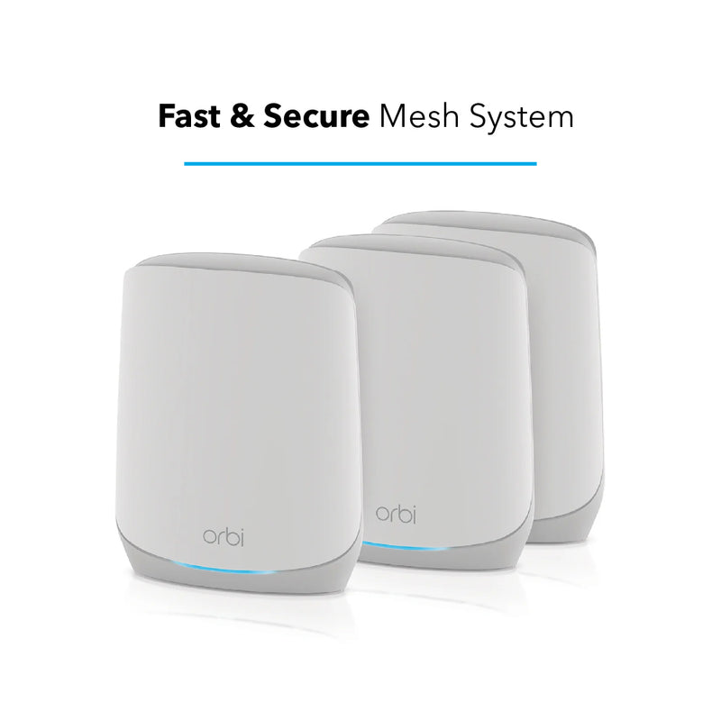 NETGEAR Orbi RBK763S 5.4Gbps Triband 3-Pack WiFi 6 Mesh System with 1-Year Armor