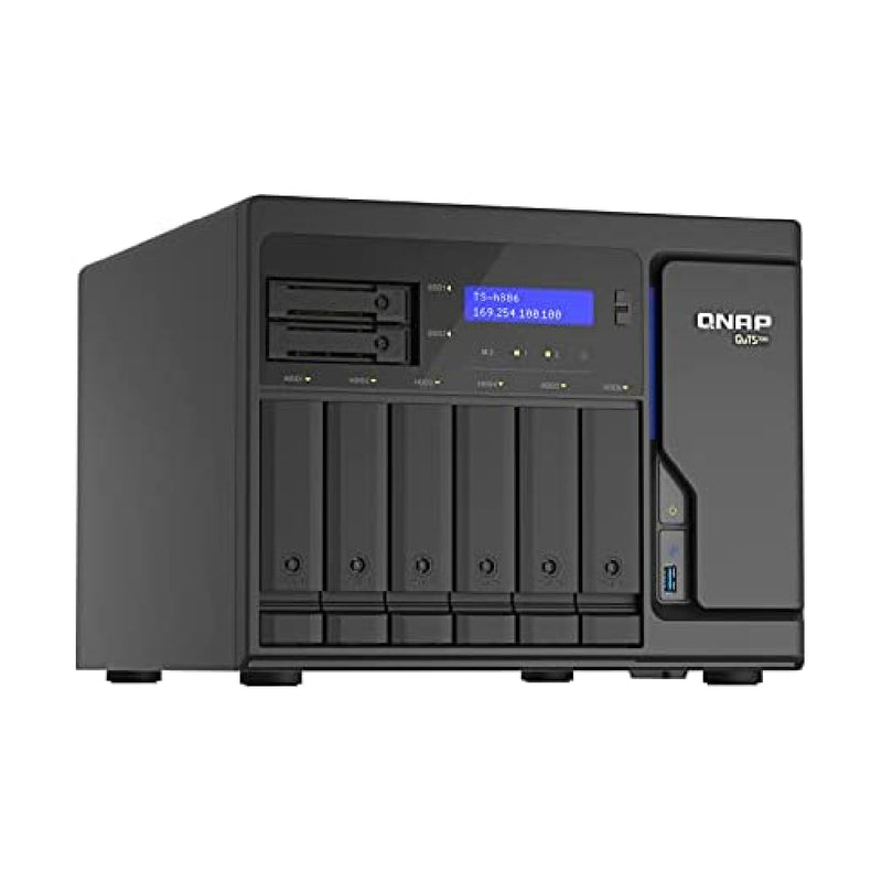 QNAP TS-h886-D1622-16G 8 Bay Intel® Xeon® D desktop QuTS hero NAS with four 2.5GbE ports