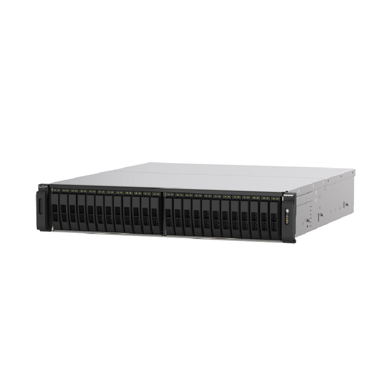QNAP TS-h3088XU-RP 30 Bay 2U rackmount NAS with built-in dual-port 25GbE SFP28 SmartNIC, four 2.5GbE LAN ports