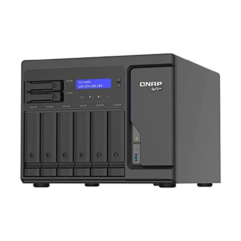 QNAP TS-h886-D1622-16G 8 Bay Intel® Xeon® D desktop QuTS hero NAS with four 2.5GbE ports