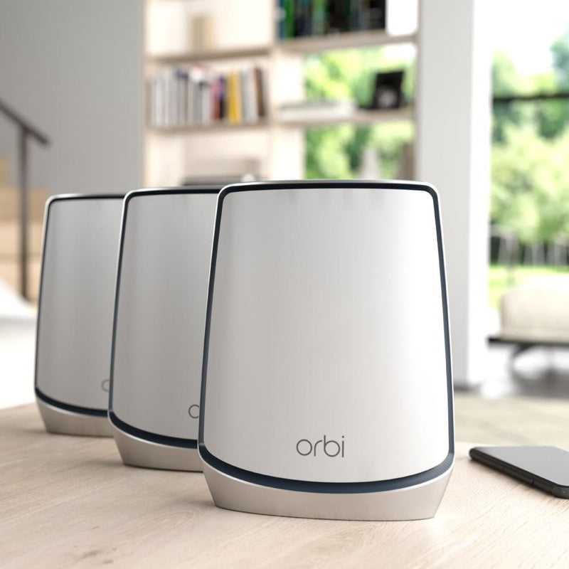 NETGEAR RBK853 Orbi Tri-Band WiFi 6 Mesh System – Wifi 6 Router With 2 Satellite Extenders Coverage up to 6,000 sq. ft. and 60+ Devices 11AX Mesh AX6000 WiFi (Up to 6Gbps